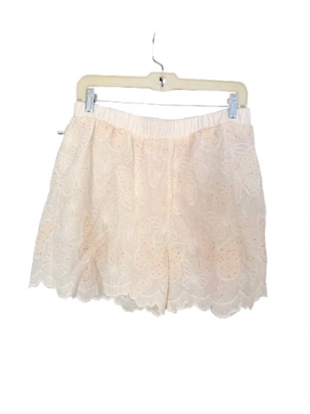 Sparkling Scalloped Hem Embroidered Shorts